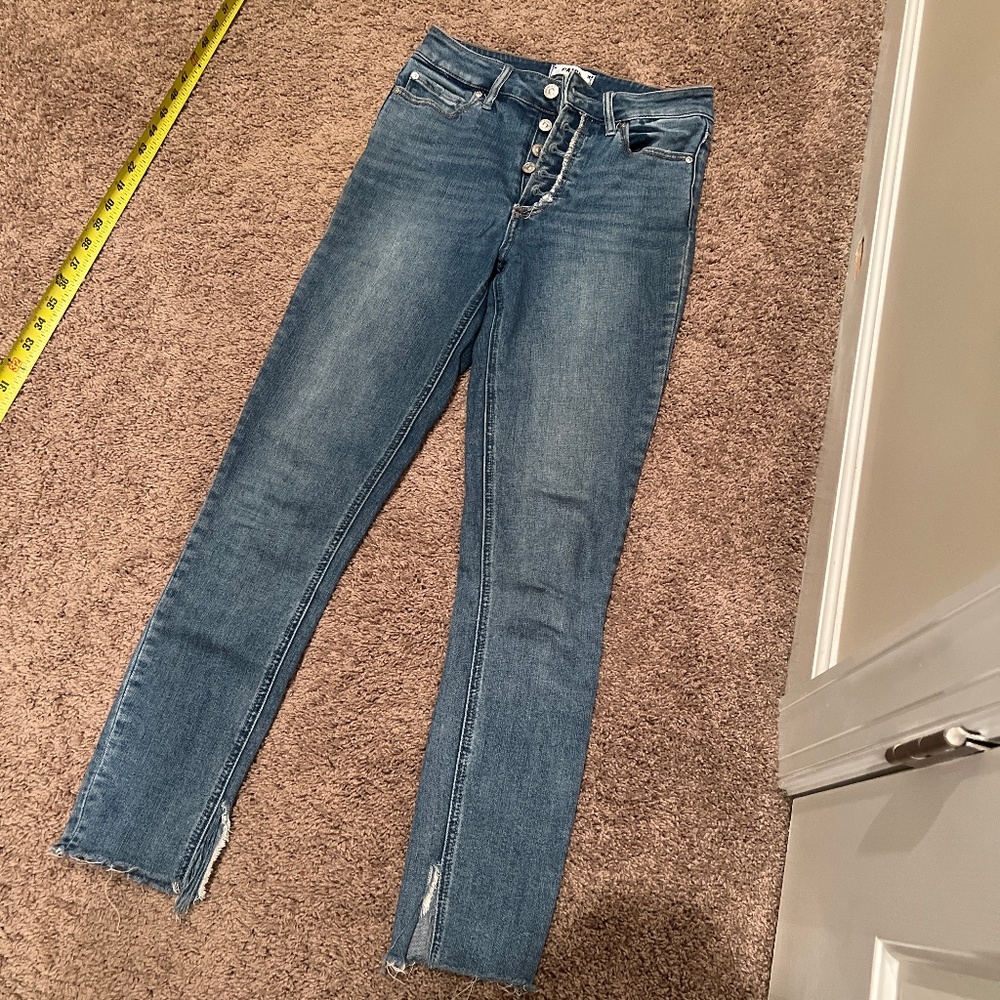 Paige button fly skinny jeans high waist